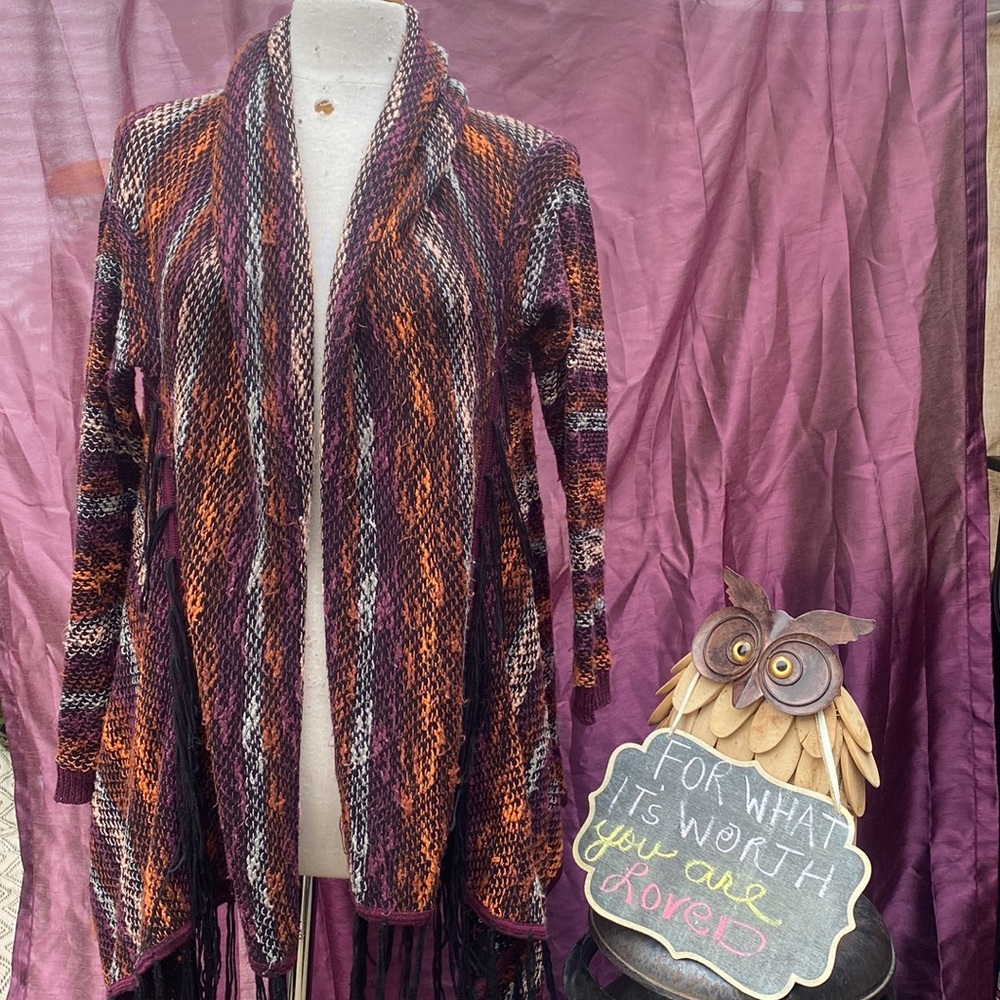 Jessica Simpson Multicolored Open-Front Knit Cardigan - Size M